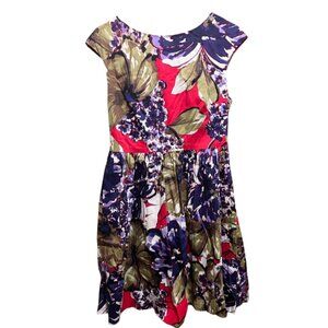 Donna Morgan Red Floral Fit-and-Flare Dress